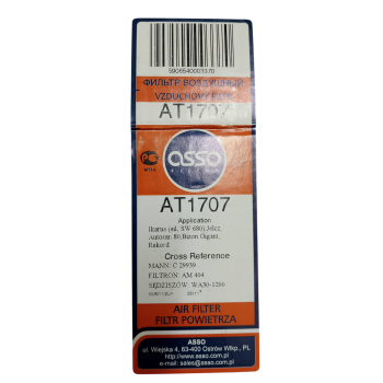 Filtr powietrza ASSO AT1707 AT-1707 29939 AM404 WA30-1200 Bizon Jelcz